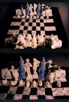 Blue and White Chess Set