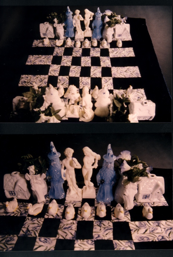 Blue and White Chess Set